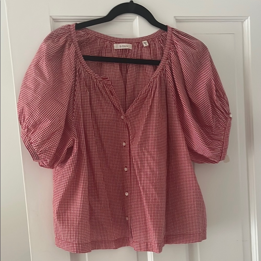 Doen Red Gingham June Blouse